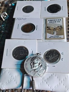 Silver Brush Nickel Religious Medallion Pendant - Gray& Coinage